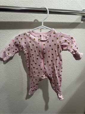 Gerber Pink Footed One-Piece with Gold and Dark Pink Dots